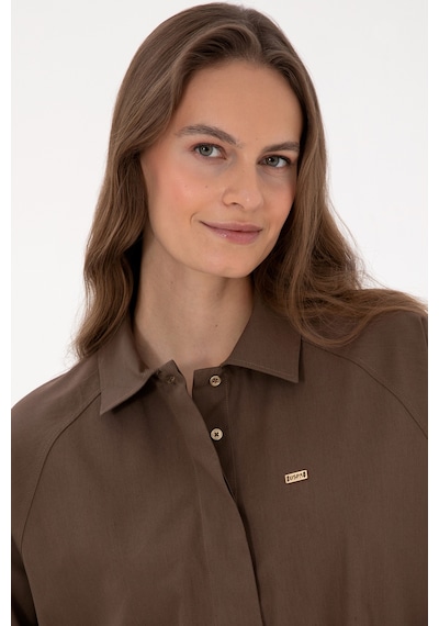 U.s. Polo Assn. Kadın Kahverengi Gömlek Desenli 50316399-vr029 Kahverengi