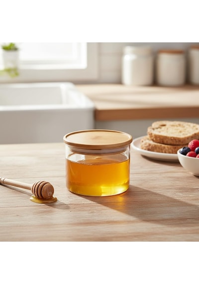 Bambu Kapaklı Borosilikat Cam Saklama Kabı - 200 Ml Vakumlu Küçük Boy Baharatlık Ve Erzak Kavanozu Çok Renkli