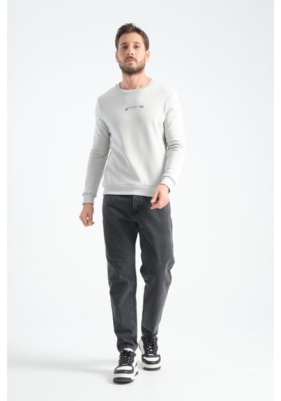 Shooter Sportwear Shooter Erkek Üç İplik Sweatshirt Regular Fit Pamuklu Bisiklet Yaka Günlük Spor Basic Taş