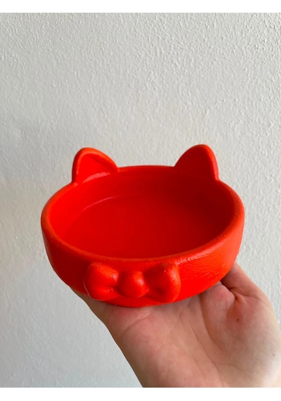 Papyon Model Beton Kedi Köpek Mama Ve Su Kabı 16 Cm Çap - Turuncu