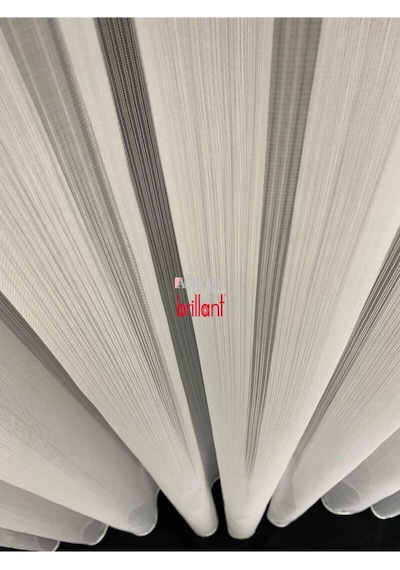 Tül Perde Brillant İnce Çizgili Etek Kurşunlu