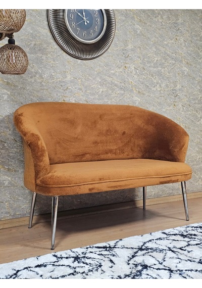 Zafir İkili Teddy Krom Kaplama Sivriltme Ayak Çay Seti Koltuk İkili Berjer , Balkon, Salon, Ofis Kiremit