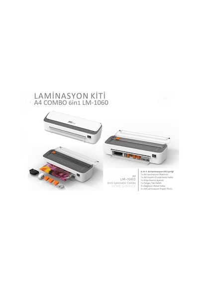 Laminasyon Kiti, 6-in-1 Combo A4 Lm-1060, 1 Adet, Ev, Ofis, Okul İçin Komple Çözüm