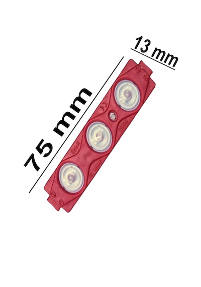 3 Ledli Parmak Led Modül 1.5w 2835 Smd Mercekli Kırmızı Renk 12v 20 Adet