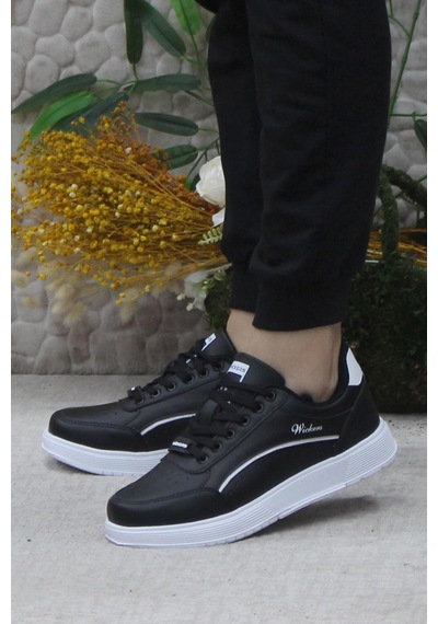 Fort Wks 2765 Siyah Beyaz Hafif Rahat Sneaker Kadın Spor Ayakkabı 001