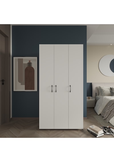 Ed Pet Dizayn Doruk 3 Kapaklı Beyaz Elbise Dolabı Çok Amaçlı Dol
