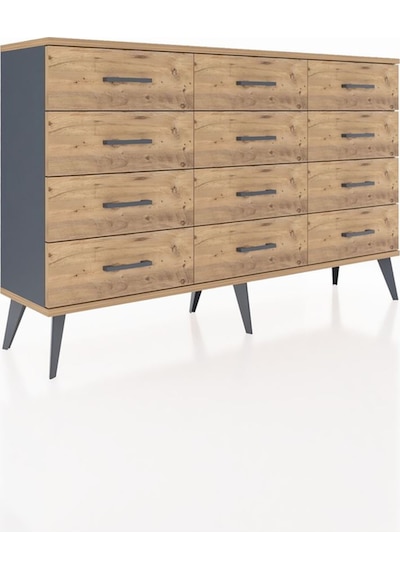 Arges Konsol 12 Çekmeceli 132x30x83 Antrasit-çam/çam Çam/çam Arges Konsol 12 Çekmeceli 132x30x83 Antrasit-çam/çam Çam/çam