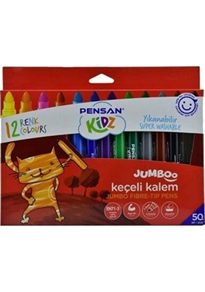 Kidz Yıkanabilir Jumboo Keçeli 12 Renk