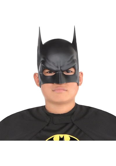 Siyah Renk Çocuk Boy Arkadan Lastikli Batman Maskesi A Kalite 20x14 Cm Çok Renkli