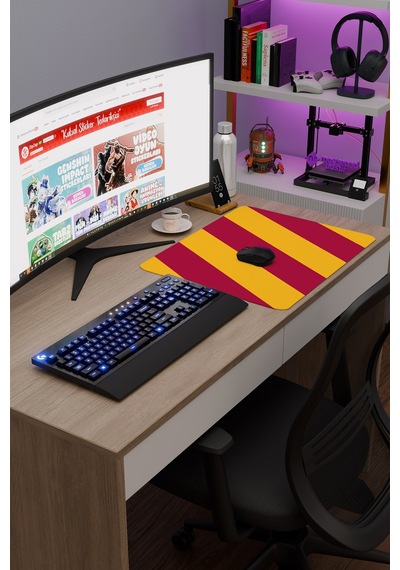 Sarı Kırmızı 48x40 Xl Taraftar Gaming Oyuncu Mouse Pad Kaymaz Taban Büyük Klavye Fare Altlığı Şerit