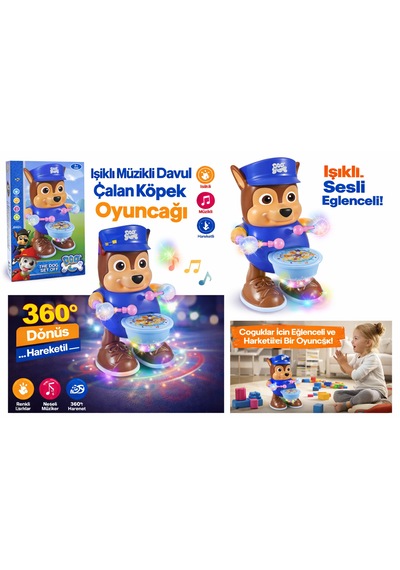 Davul Çalan Işıklı Köpek Oyuncak