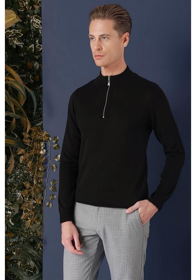 Efor Tr 861 Slim Fit Siyah Klasik Triko Siyah
