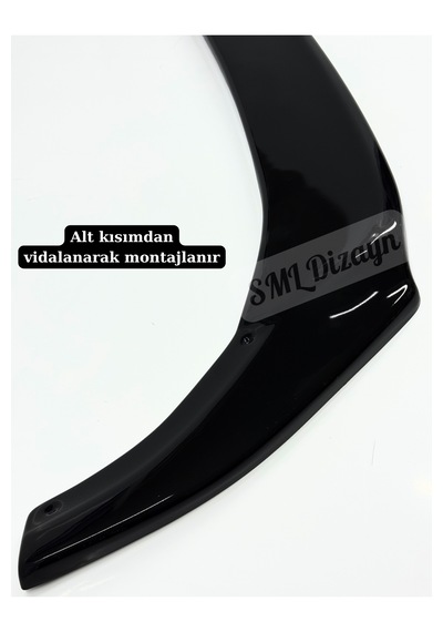 Vw Golf 7 R Tampon Uyumlu Ön Lip - Parlak Siyah Piano Black Plastik Tampon Eki 2012-2016