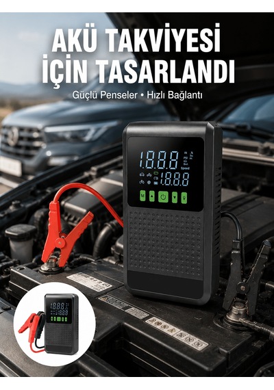 4 Ü 1 Arada Jump Starter Hava Kompresörü Powerbank Ve Led Fener Y