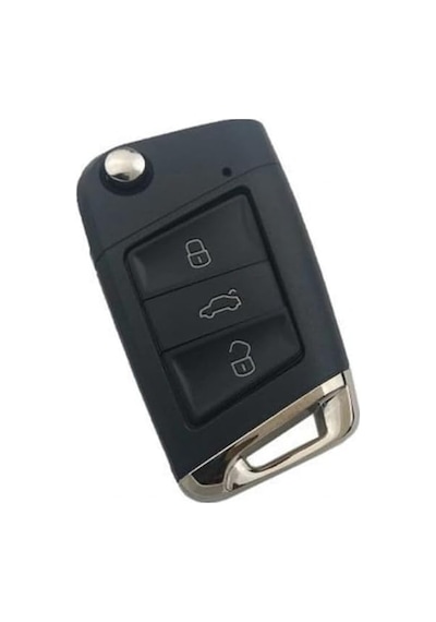 Autohan Keys Volkswagen Golf 7 Polo 3 Butonlu Anahtar Kumanda Kabı, Siyah Standart