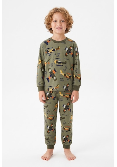 Bunny Hopp Vintage Uçak Desenli %100 Pamuk Süprem Penye Kumaş Uzun Kollu Erkek Çocuk Pijama Takımı Yeşil Bunny Hopp Vintage Uçak Desenli %100 Pamuk Süprem Penye Kumaş Uzun Kollu Erkek Çocuk Pijama Takımı Yeşil
