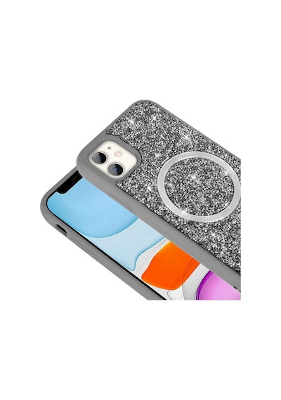 Apple Uyumlu iPhone 11 Kılıf Pırlanta Tasarımlı Kablosuz Şarj Özellikli Mozaik Silikon Kapak