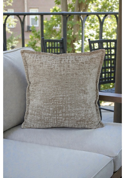 Kırlent Kılıfı İthal Kadife Kumaş - 45x45cm Yumuşak Dokulu Çift Taraflı Özel Tasarım Kırlent Kılıfı Açık Bej
