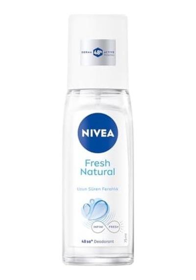 Kadın Pump Sprey Deodorant Fresh Natural 75ml, Ter Kokusuna Karşı 48 Saat Koruma, Alüminyum İçermez