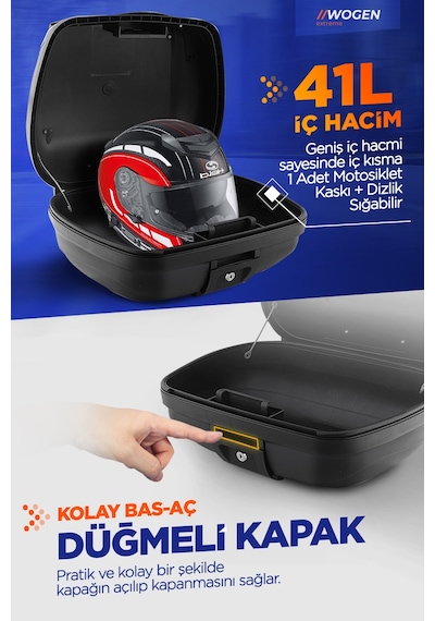 Wogen Wg41 Basic Arka Çanta 41 Litre Siyah + Karbon Dizlik Hedi Siyah
