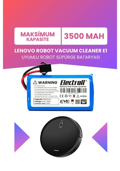 Lenovo Robot Vacuum Cleaner E1 Uyumlu Batarya 3500mah Pil