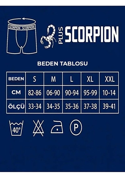 Plus Scorpion Erkekler için Pamuk - Elastan Likralı Beyaz Boxer 6'lı Özel Kutu Beyaz
