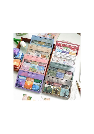Yağlı Boya Resim Temalı 6 Adet Sticker Kutu Seti Bullet Journal