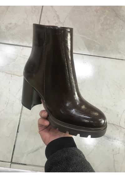 Platform Vegan Deri Kırışık Rugan Bot Metalik