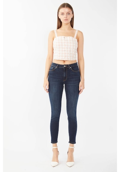 Kadın Skinny Fit Esnek Pantolon Koyu Lacivert 001
