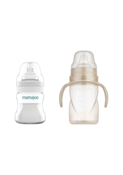 Mamajoo Antikolik Biberon 150 Ml ve Antikolik Akıtmaz Alıştırma Bardağı 270 Ml - Pearl