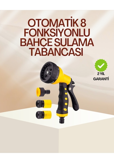 8 Fonksiyonlu Bahçe Sulama Tabancası Seti Çok Amaçlı Hortum Ucu Standart