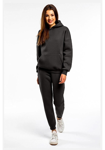 Basic Düz Eşofman Takımı Sweatshirt Jogger - Antrasit Oversize Şardonlu Kapüşonlu Antrasit Basic Düz Eşofman Takımı Sweatshirt Jogger - Antrasit Oversize Şardonlu Kapüşonlu Antrasit