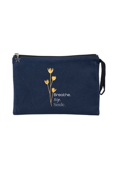 Breathe, Sip, Smile - Lacivert Clutch Çanta Lacivert