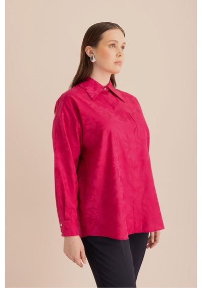 Aker Jakar Desenli Cotton Gömlek Fuşya Fuşya