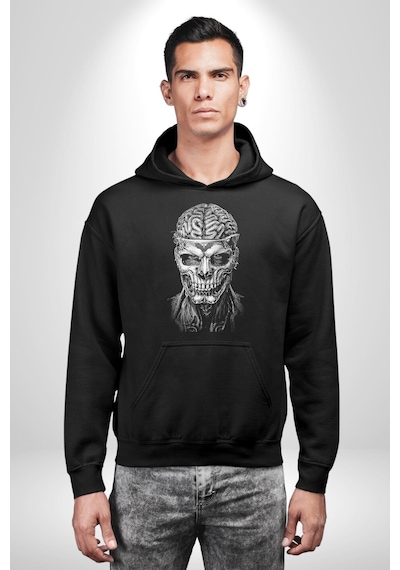 İnsan Beyni Korku Sineması Kadın Erkek Siyah Kapüşonlu Sweatshirt Hoodie Siyah