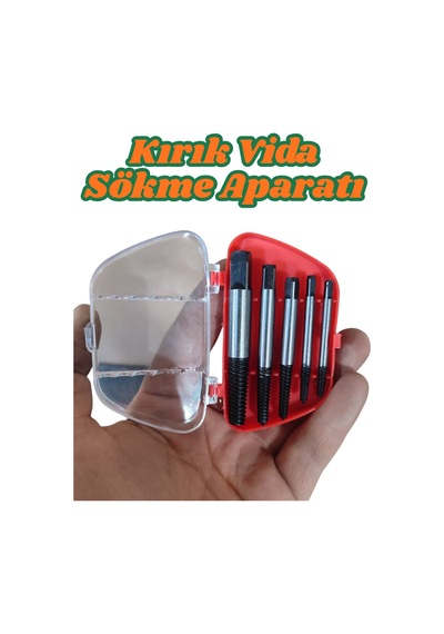 Klc 6 Parça Kırık Vida Sökme Aparatı Matkap Uyumlu Profesyonel Çıkarma Seti Ters Kılavuz Seti