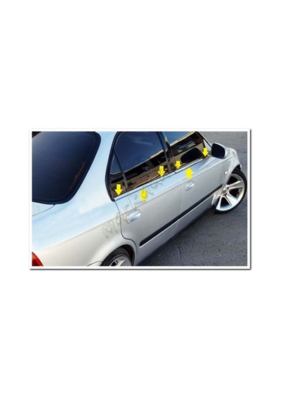 Markadan Honda Civic Sedan Krom Cam Çıtası 1996-2000 4 Parça   Pasl