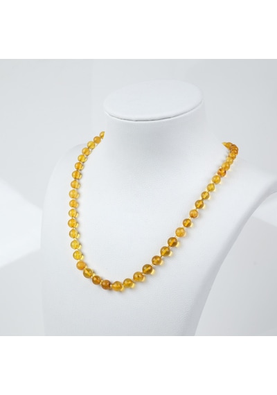 Doğal Damla Kehribar 50cm Kolye Açık Sarı