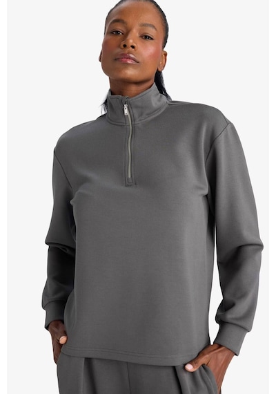 Defacto Oversize Geniş Kalıp Yarım Fermuarlı Modal Sporcu Sweatshirt D7126ax26spkh521 Haki-kh521