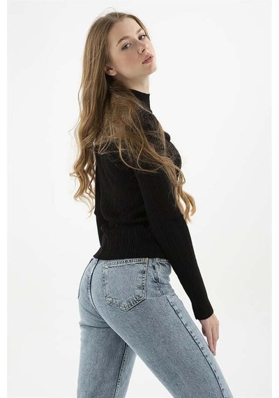 Fashion Friends Kadın Yarım Balıkçı Kazak 23k0389k1 Siyah