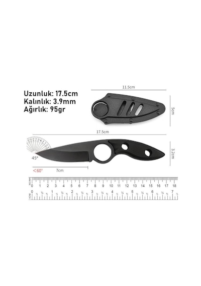 Valkyrie 3cr14mov Kılıflı Paslanmaz Çelik Parmak Delikli Outdoor Kamp Bıçağı 17.5 Cm Kompakt Gövde Siyah