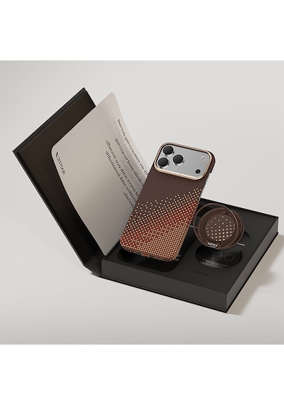 Apple iPhone Uyumlu  17 Pro Max Kılıf Raptic 2in1 Bundle Kit Aramid Skin Serenity Serisi Stand Ve Kapak Kahverengi