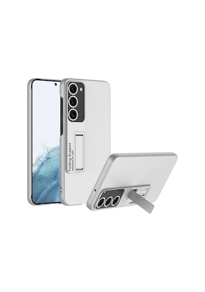 Samsung Galaxy Uyumlu S23 Kılıf Zore Standlı Ays Kapak Gümüş