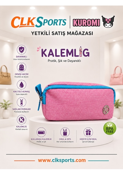 Kuromi Okul Çantası , Çift Gözlü Kalem Çantası , Kuromi Anahtarlık Ve Matara Seti 1 Parça