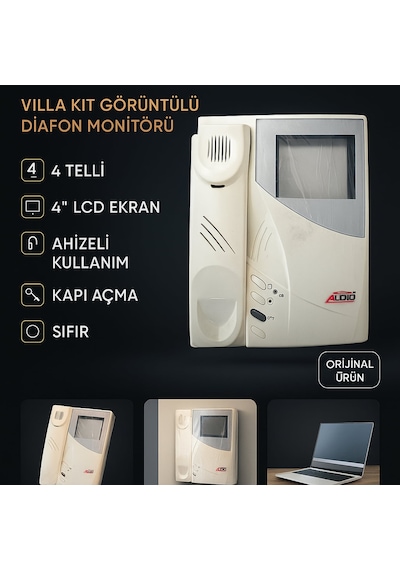 Audıo 001650 Gty304f 4 Telli Villa Kit Görüntülü Diafon Monitörü 4 Ahizeli