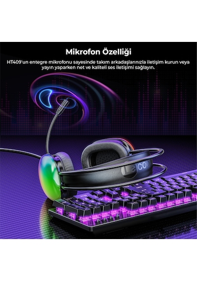 Lecoo HT409 USB Kablolu Mikrofonlu Kulak Üstü RGB Gaming Kulaklık