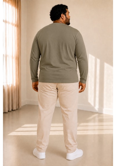 Sngl Tekstil Erkek Büyük Beden Oversize Uzun Kollu T-shirt 3xl 4xl 5xl 6xl 7xl 8xl 9xl Haki