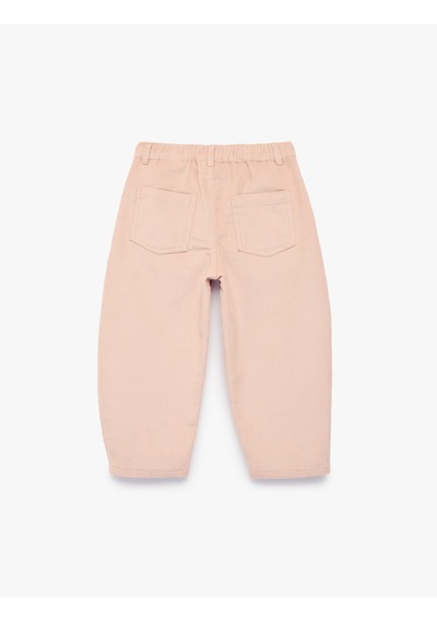 Koton Beli Lastikli Cepli Pamuklu Rahat Kesim Kadife Pantolon Pembe 7wmg40037aw Gül