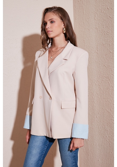 Lela Regular Fit Kruvaze Yaka Blazer Bayan Ceket 611Bc00025 Taş