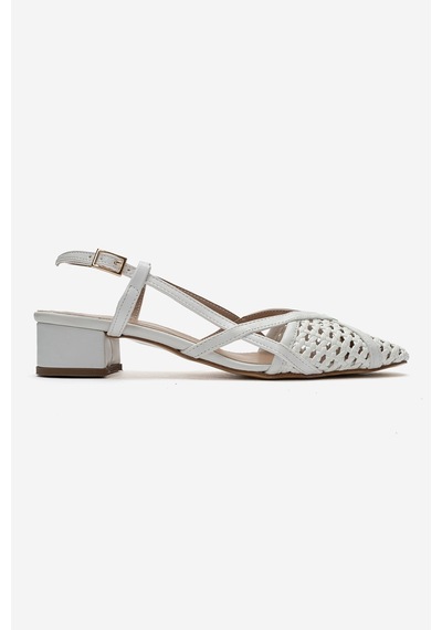 Luvi Shoes Lenvor Beyaz Örgü Kadın Topuklu Sandalet